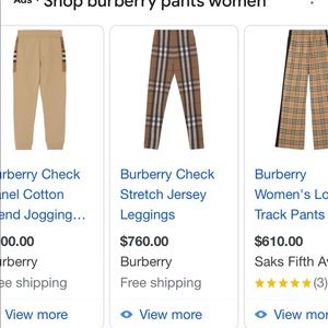 Burberry check stretch leggings with top both nwt!!